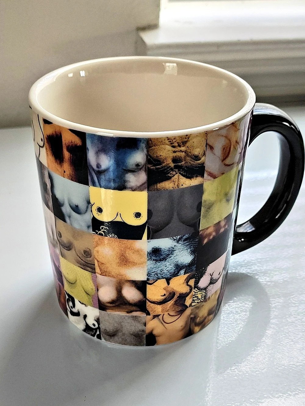 Boobs Collage Mug, Multicolor & Black